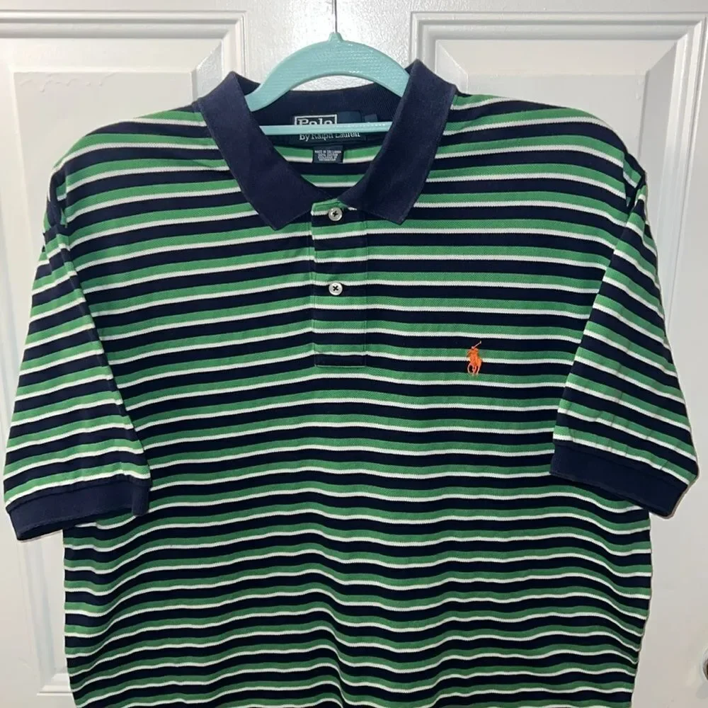Polo Ralph Lauren shirt blue green white orange